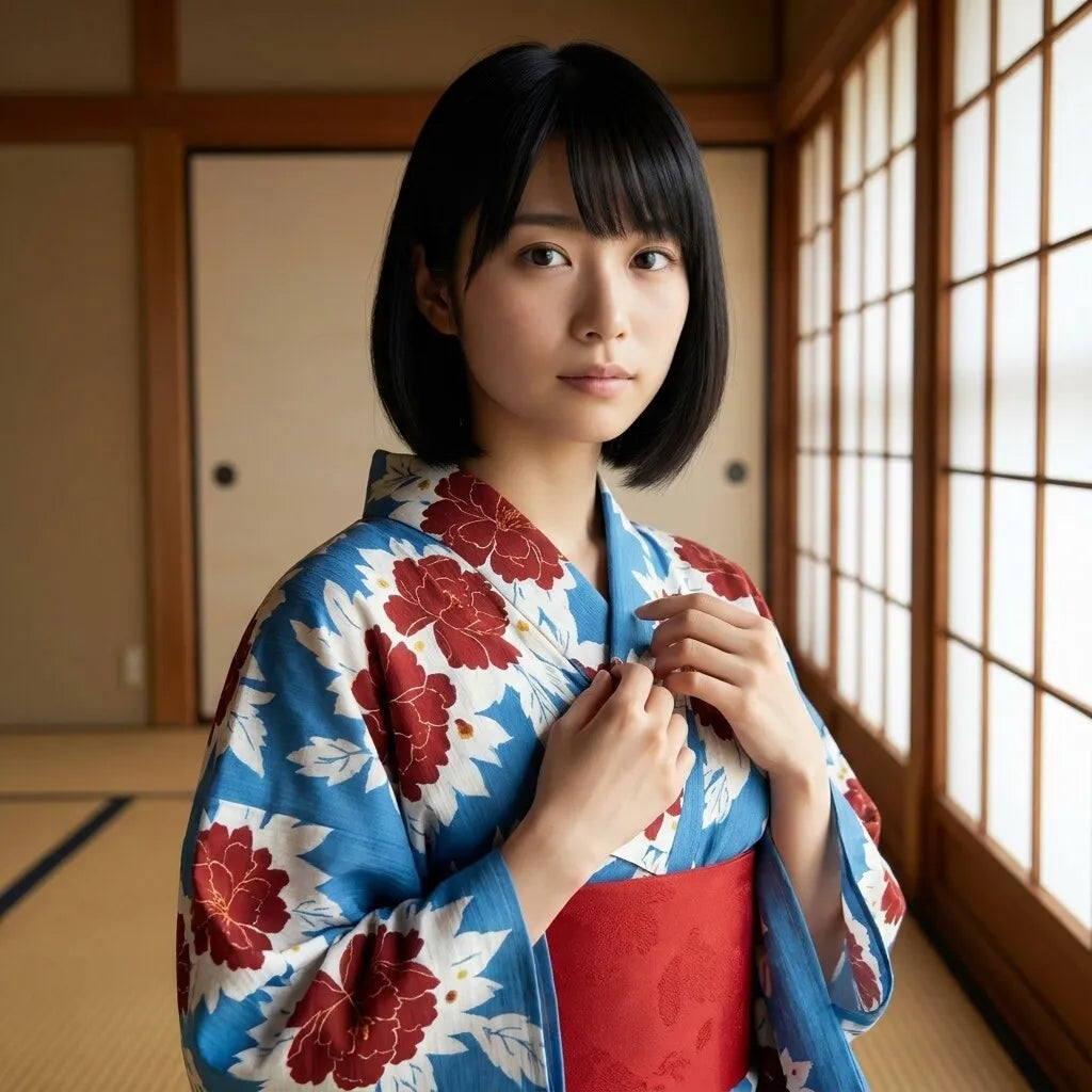 Yukata Mujer Azul vista posterior