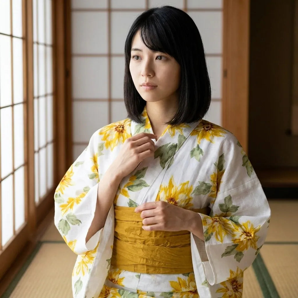 Yukata Mujer Girasoles vista posterior